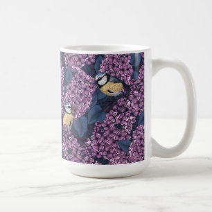 Birds in violet lilac garden coffee mug