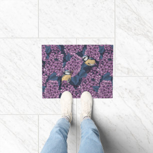 Birds in violet lilac garden doormat