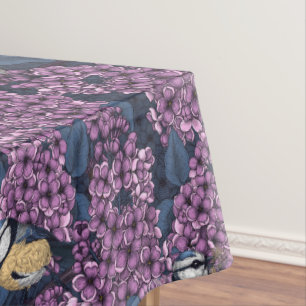 Birds in violet lilac garden tablecloth