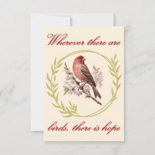 Birds Inspirational Quote, Bird Floral Wreath Thank You Card