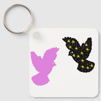 Birds Keychain – Paired Sky Creatures Silhouette