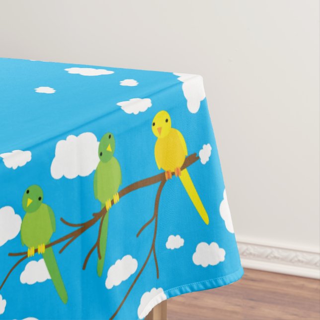 Birds Kid's Birthday Party Tablecloth (In Situ)