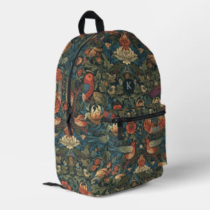 Birds Leaves Floral Vintage William Morris Pattern Printed Backpack