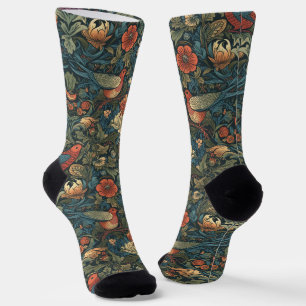Birds Leaves Floral Vintage William Morris Pattern Socks
