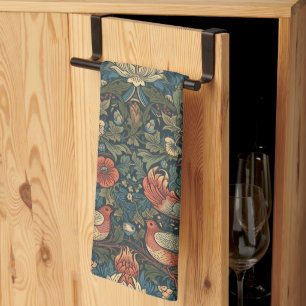 Birds Leaves Floral Vintage William Morris Pattern Tea Towel