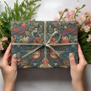 Birds Leaves Floral Vintage William Morris Pattern Wrapping Paper