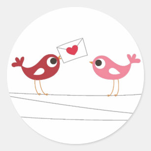 Birds Love Card Classic Round Sticker