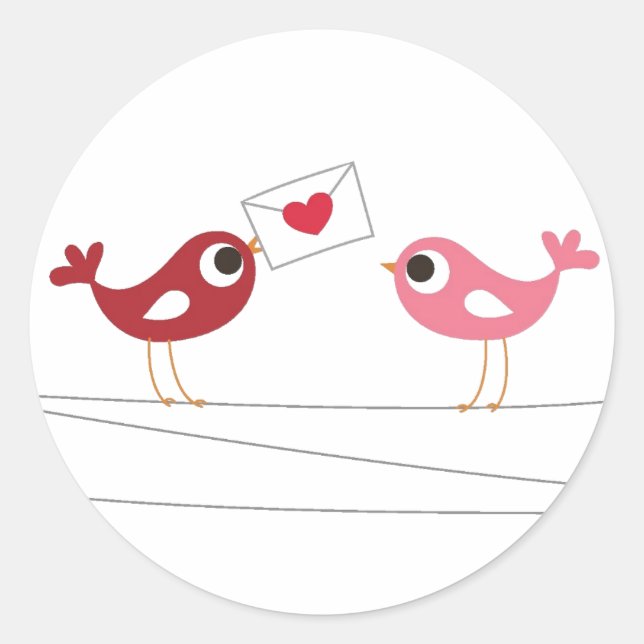 Birds Love Card Classic Round Sticker (Front)