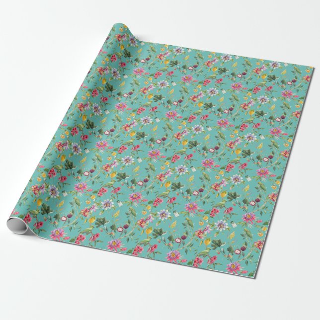 Birds Lover And Flowers Summer   Wrapping Paper (Unrolled)