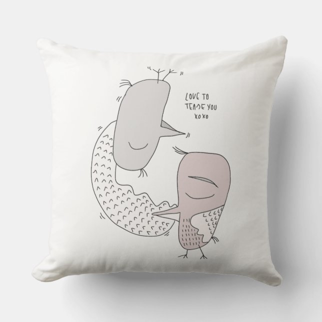 Birds lovers moody autumn cute cartoon cushion (Front)