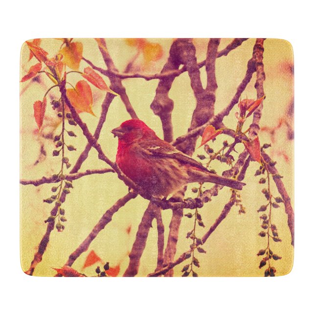 Birds Nature Bird Purple Finch Cutting Board (Front)