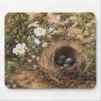 Bird's Nest and Dog Roses by John William Hill Mouse Pad