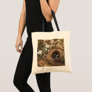 Bird's Nest and Dog Roses by John William Hill Tote Bag