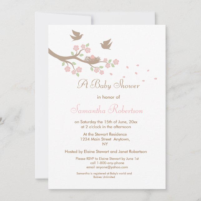 Birds Nest Baby Shower Invitation (Front)