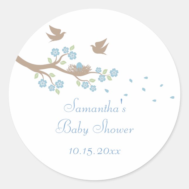 Birds Nest Baby Shower Sticker (Front)