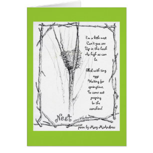 Birds Nest in Winter sketch in ink with poem