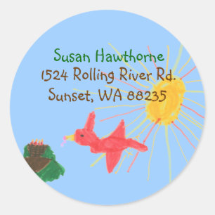 Bird's nest round address label