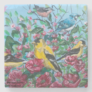 Birds New Collection Original Hand Painted Art Stone Coaster