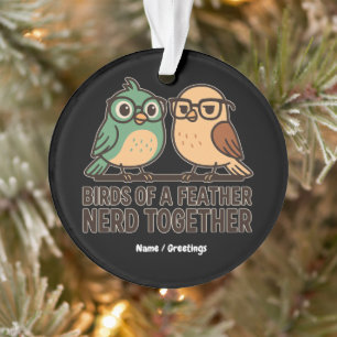 Birds of a Feather Nerd Together Funny Geeky Bird Ornament