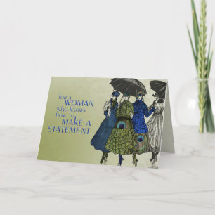 Birds of a Feather - women in peacock feathers Card