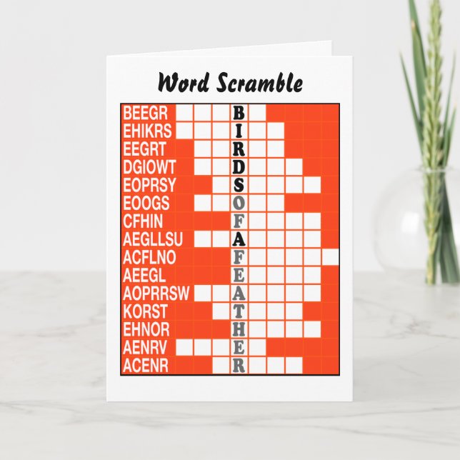 Birds of a Feather Word Scramble Card (Front)
