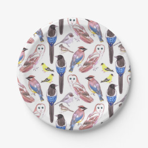 Birds of America in watercolor- Bird lovers Paper Plate