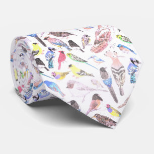 Birds of America- pets and wild birds in pastel Tie