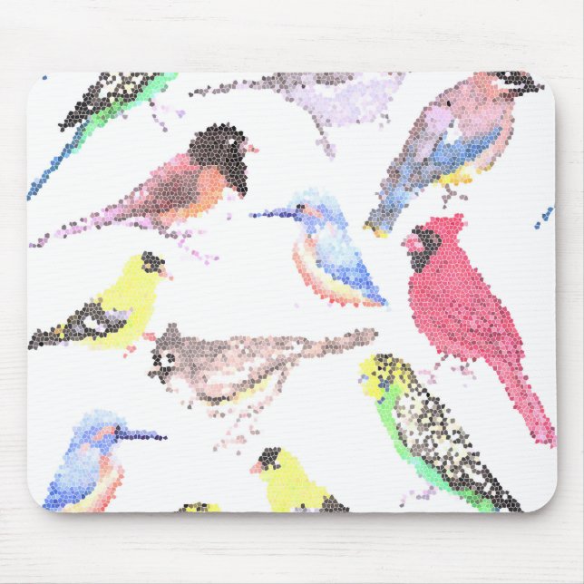 Birds of America- pets and wild birds mosaic Mouse Pad (Front)