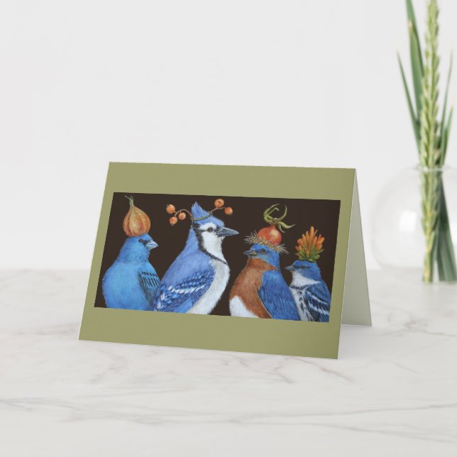 Birds of Blue on Orange Hat Night card (Front)