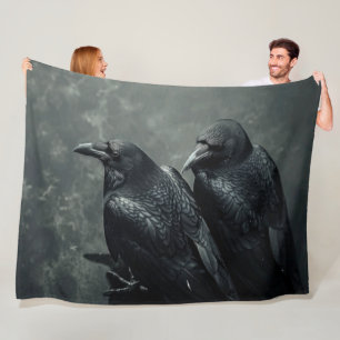 Birds of Feather Pair of  Crows, Ravens Fleece Blanket