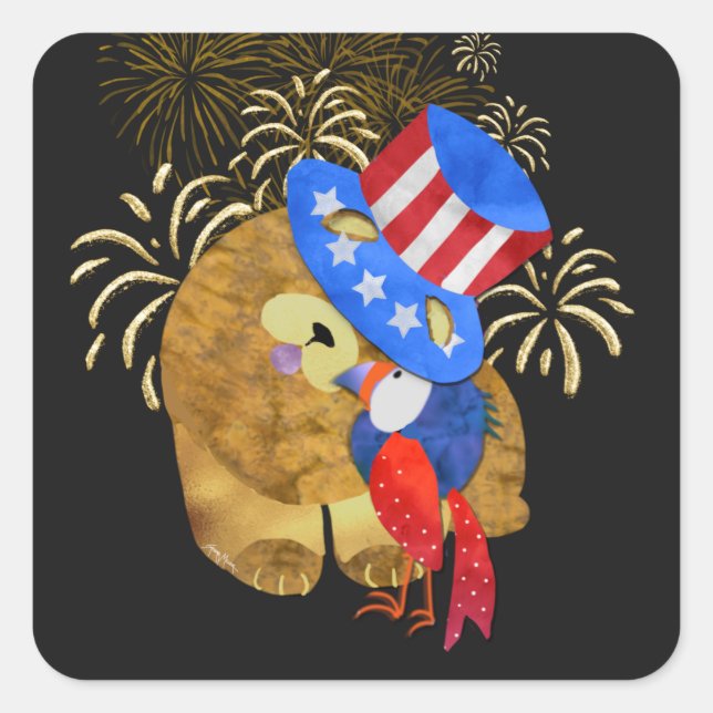 BIRDS OF  FEATHER  square stickers (Front)