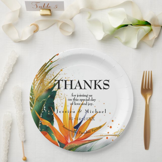 Birds of Paradise Bliss Paper Plate (Wedding)