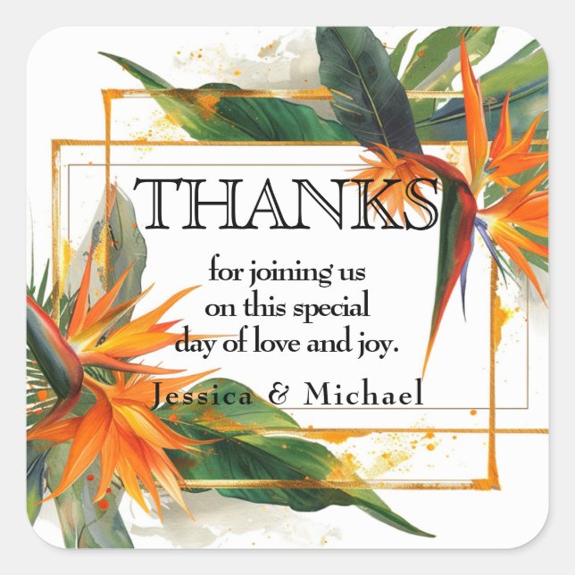  Birds of Paradise Bliss Square Sticker (Front)