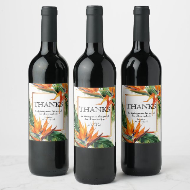  Birds of Paradise Bliss Wine Label (Bottles)