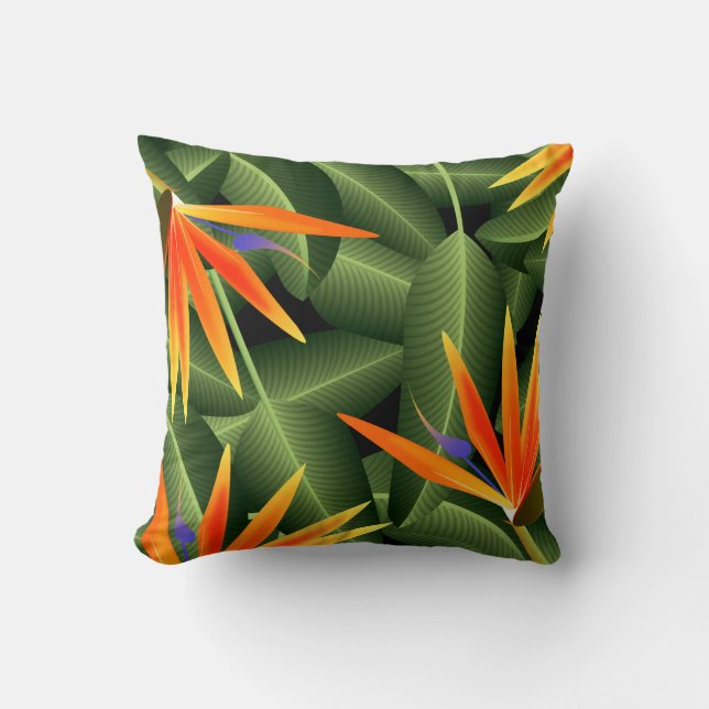 Birds of Paradise Botanical Design Cushion (Front)