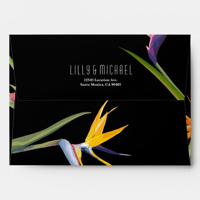 Birds of paradise Floral Wedding Envelopes (Back (Top Flap))