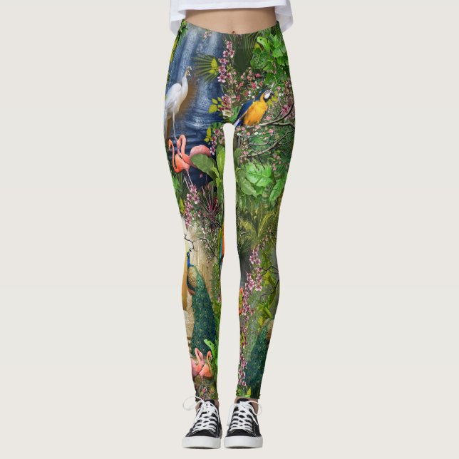 Birds of Paradise Repeat Print Leggings (Front)