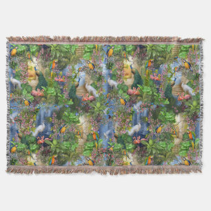 Birds of Paradise Repeat Print Throw Blanket