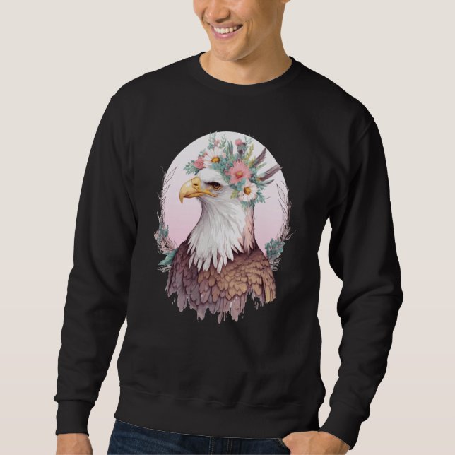 Birds Of Prey Bald Eagle Flower Crown Floral Birdi Sweatshirt (Front)