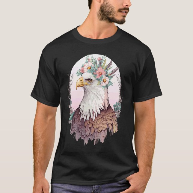 Birds Of Prey Bald Eagle Flower Crown Floral Birdi T-Shirt (Front)
