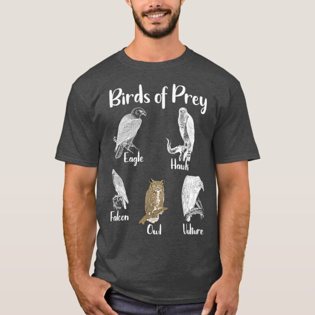 Birds of Prey Eagle Hawk Falcon Owl Vulture T-Shirt (Front)