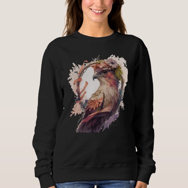 Birds Of Prey Kite Bird Flower Crown Floral Sweatshirt (Front)