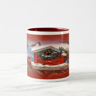 Birds on a birdhouse mug