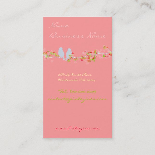 Birds on a branch profile card (Front)