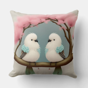 Birds on a Cherry Blossom Branch Cushion