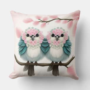 Birds on a Cherry Blossom Branch Cushion