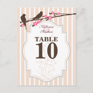 Birds on a Flowering Sakura Table Number Cards
