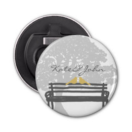 Birds on a Park Bench Wedding Bottle Opener
