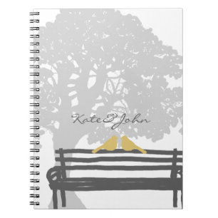Birds on a Park Bench Wedding Notebook