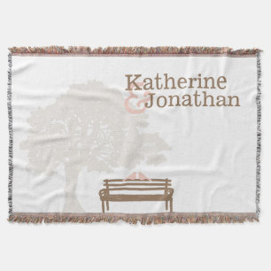 Birds on a Park Bench Wedding Throw Blanket